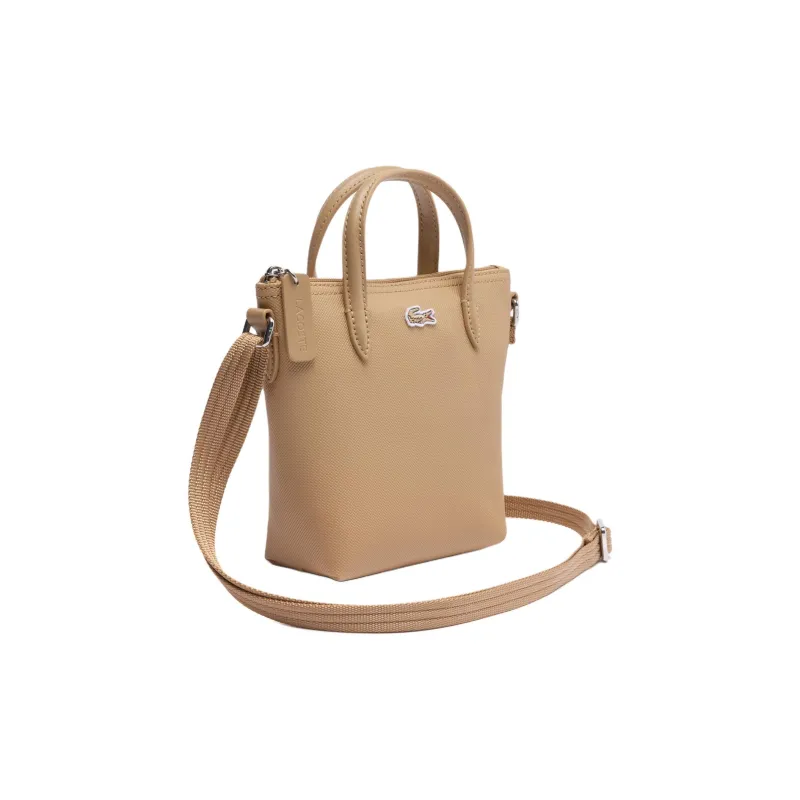 LACOSTE PVC Tote Bag, Shopping Bag, Shoulder Bag, Crossbody Bag, Handbag Mini Women's Beige-2