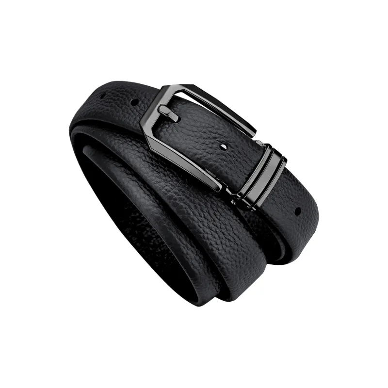 WilliamPOLO Cow Leather Leather Belts Women's Gunmetal Buckle Black Strap 2.4cm Width-5