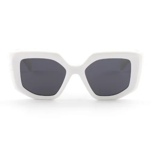 PRADA Acetate Irregular Shape Sunglasses Women's White