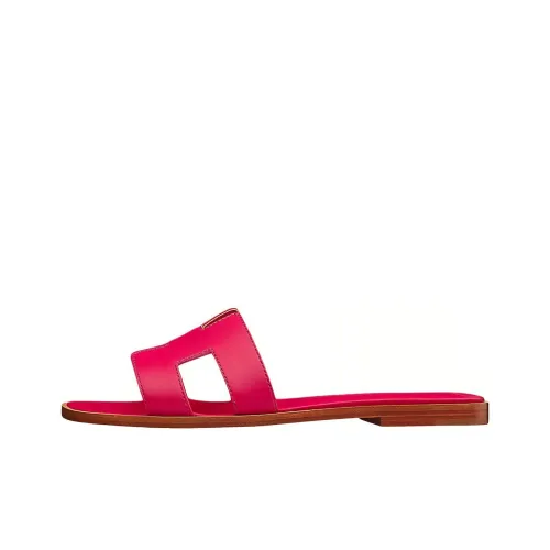 HERMES Oran Sandal Rose Flash Orange Calfskin Leather