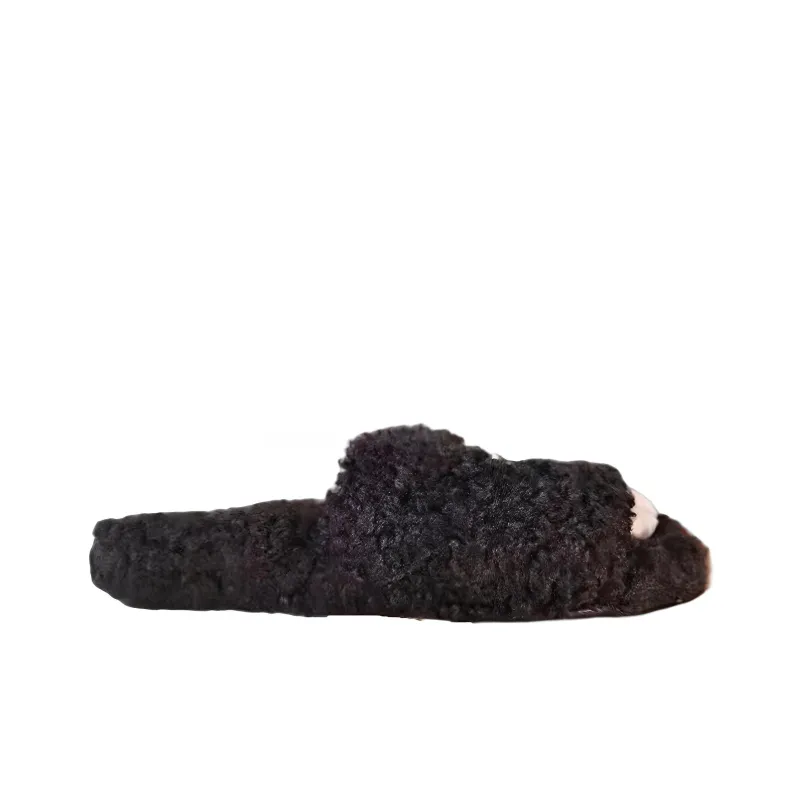 Balenciaga Furry Slides Black Women's-1