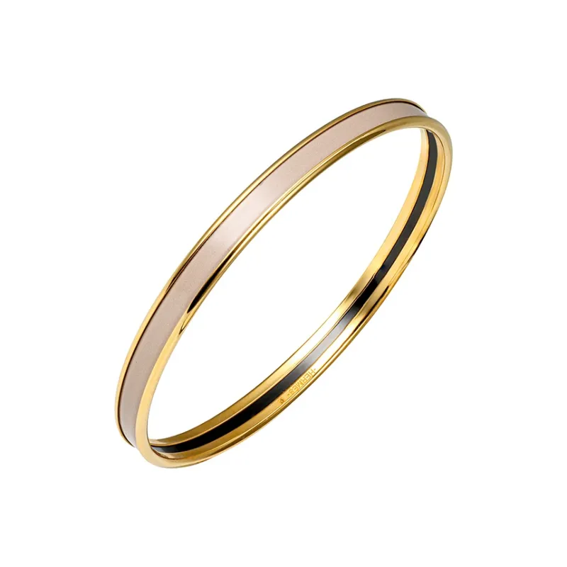 HERMES Enamel Bangles Women's Elephant Gray Gold-2