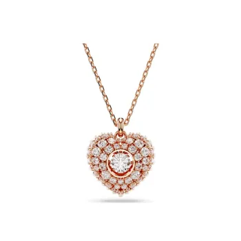 Swarovski Cubic Zirconia Faux Crystal Rose Gold Tone Plated Faux Pearl Necklaces Women's Rose Gold