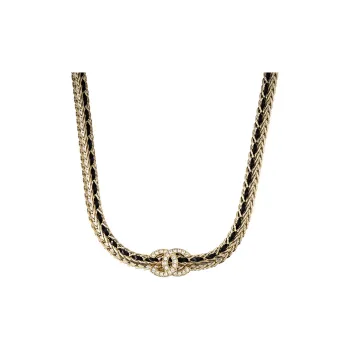 CHANEL Lambskin Necklaces Women's Black/Gold