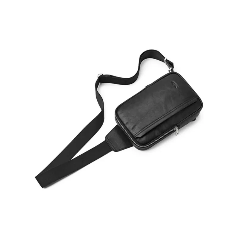GOLDLION Cow Leather One Shoulder Crossbody Bag, Sling Bag Medium Size Men's Black-6