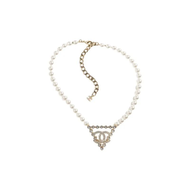 CHANEL Gold Pearl Necklaces Women's-0