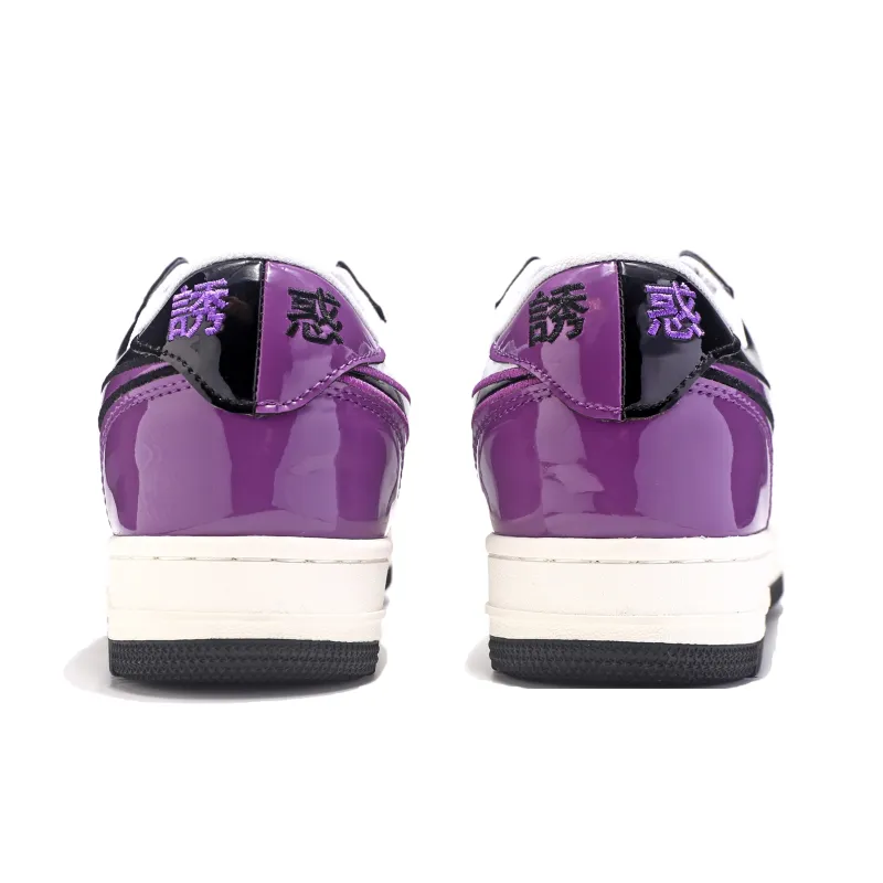 EKM Slip Resistant, Abrasion Resistant, Breathable Low Top Skateboard Shoes Unisex Black Purple Mismatched-4