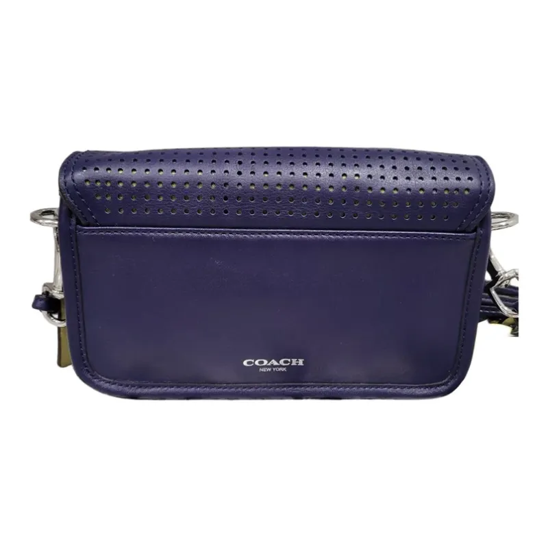 COACH Penny Leather Wallet Envelope Bag Shoulder Bag Women's Purple Blue-2