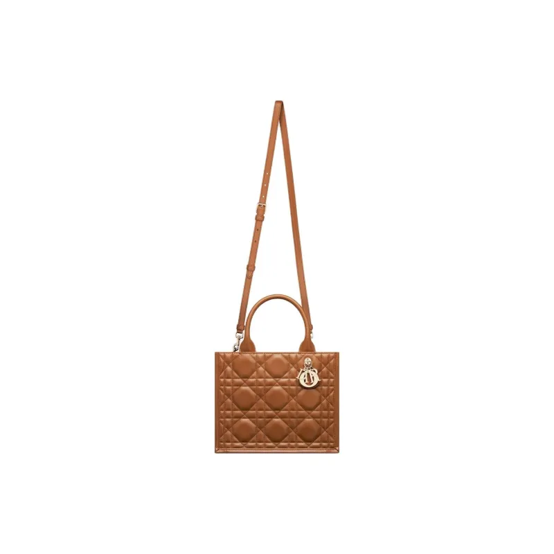 DIOR BookTote Calfskin Tote Bag Shopping Bag Shoulder Bag Crossbody Bag Handbag Small Size Women's Gold Brown-1