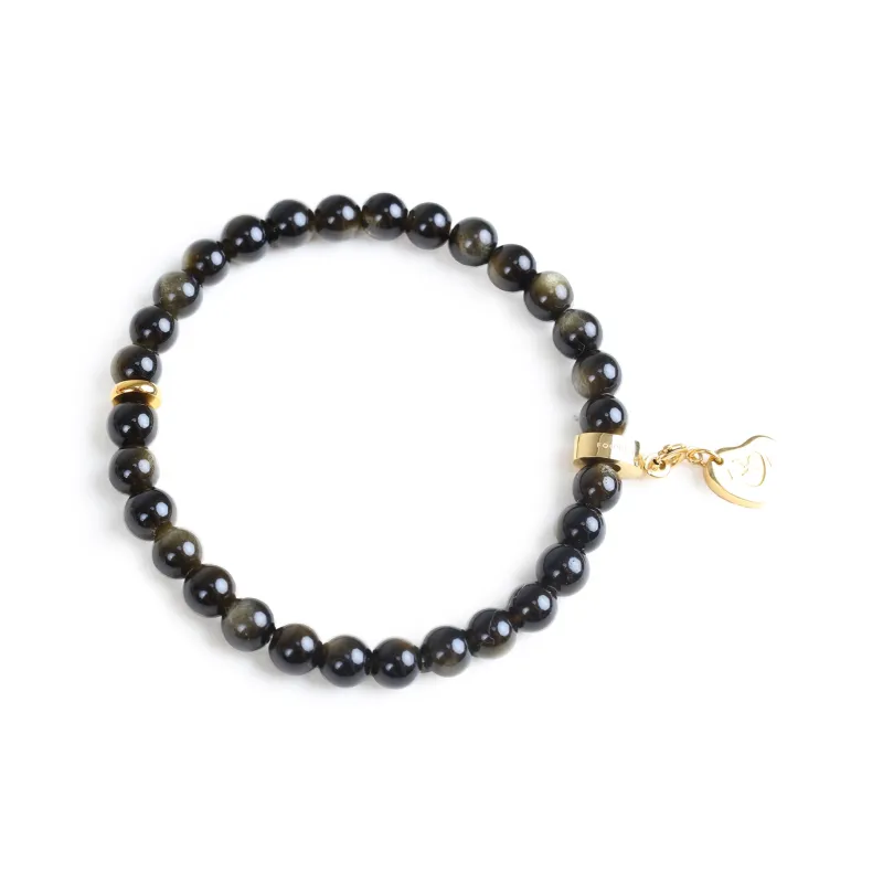 FOUNDIN Gold Sheen Obsidian Silver Sheen Obsidian Bracelets Unisex-11