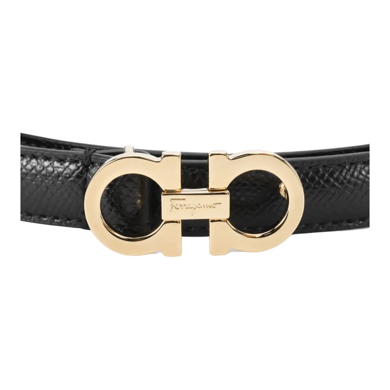 FERRAGAMO Leather Belts Women's Black Width 1.5CM-1
