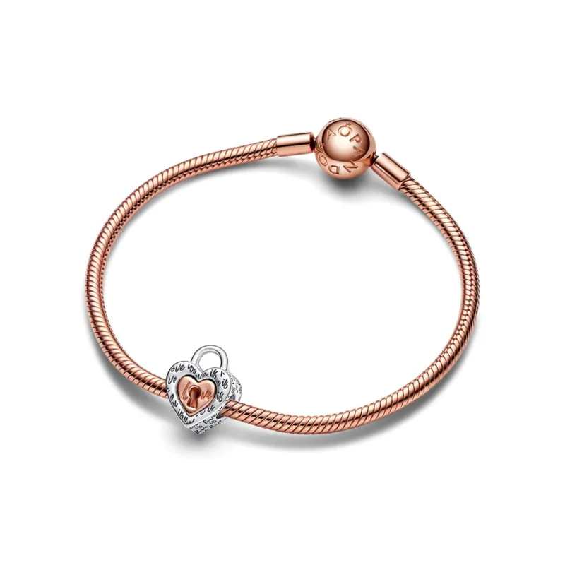 Pandora Lock Charm String Silver-2