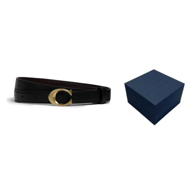 COACH Cow Leather Leather Belts Women's Black Width 1.8cm-5