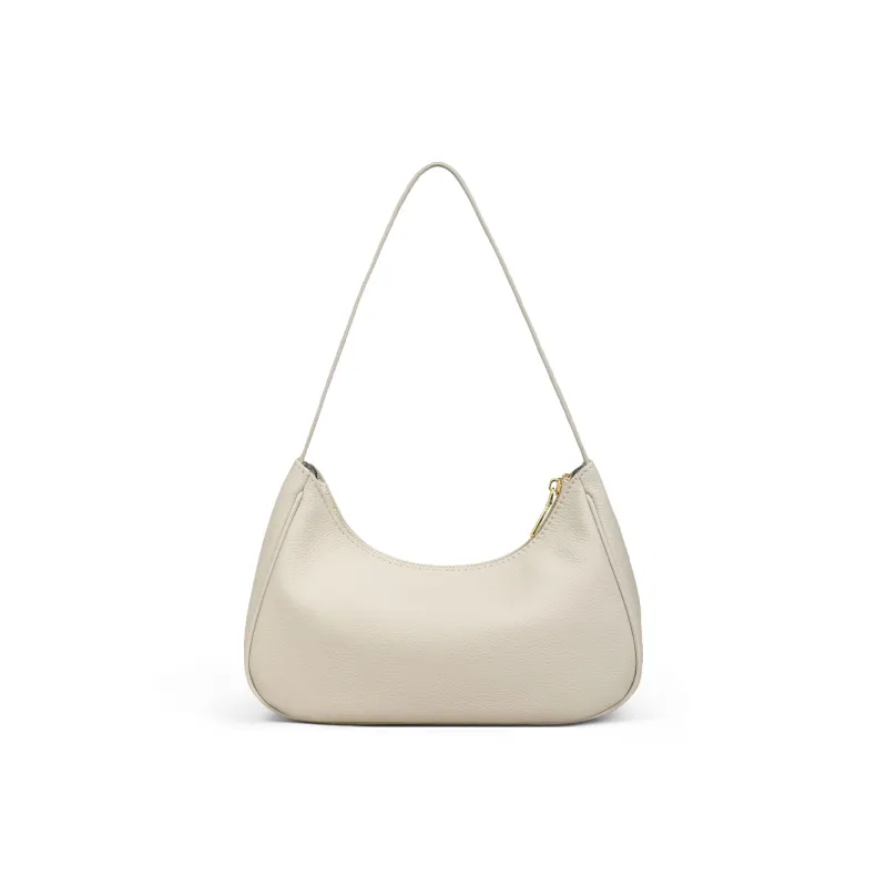 MILLIE'S Cow Leather With Synthetic Leather Handbag, Shoulder Bag Baguette Bag Regular Women's White-4