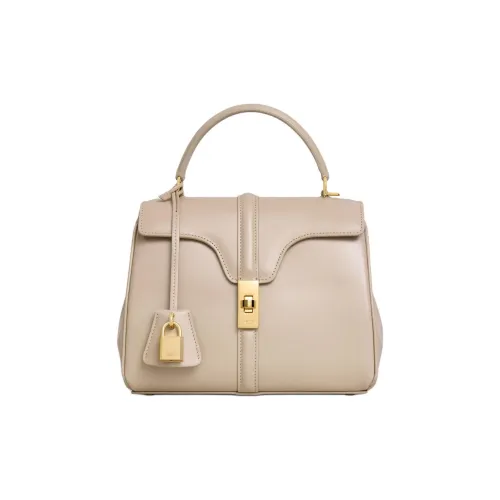 CELINE Calfskin Shoulder Bag, Crossbody Bag, Handbag Small Size Women's Light Beige