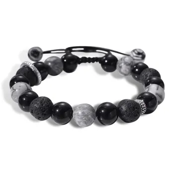 HOLLY RYAN Obsidian Unique Fashion Volcanic Stone Beaded Bracelet Men's