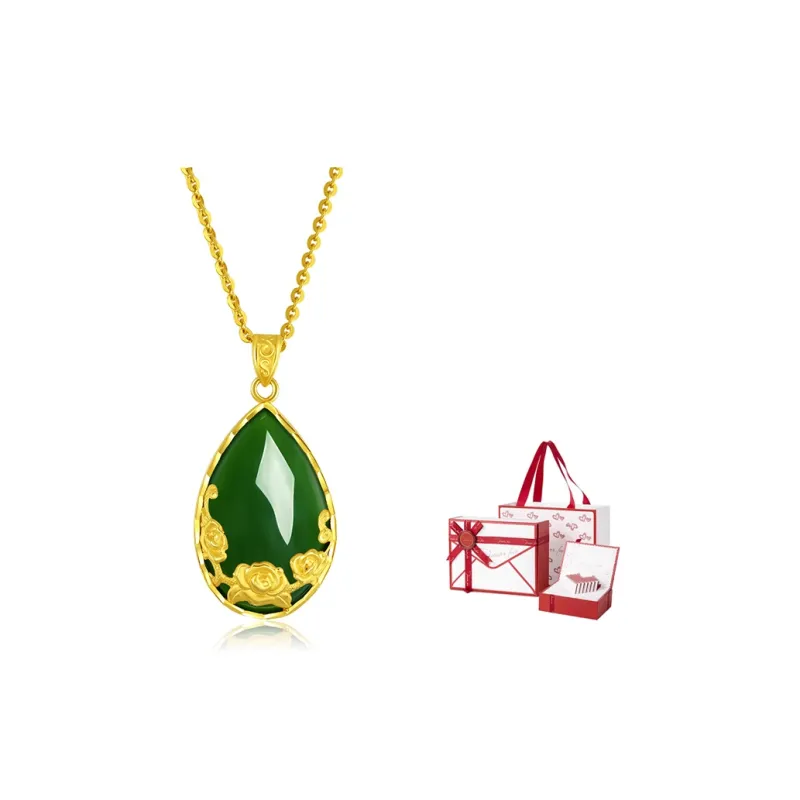 Qing Yi Chinese Style Vintage Waterdrop Mama Pendant Jasper Women's-6