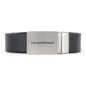 EMPORIO ARMANI Cow Leather Belts Men's Black Width 3cm