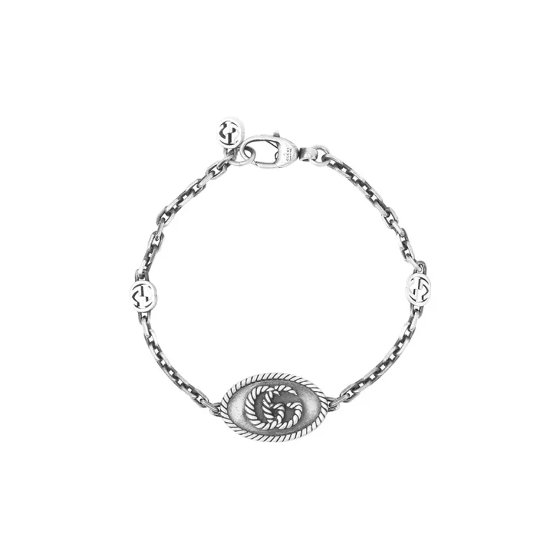 GUCCI Sterling Silver 8.25" Double G Bracelet-4