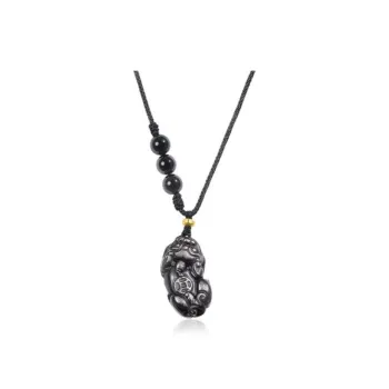 Artisan Lock Heart Jade Obsidian Jade Necklaces Unisex