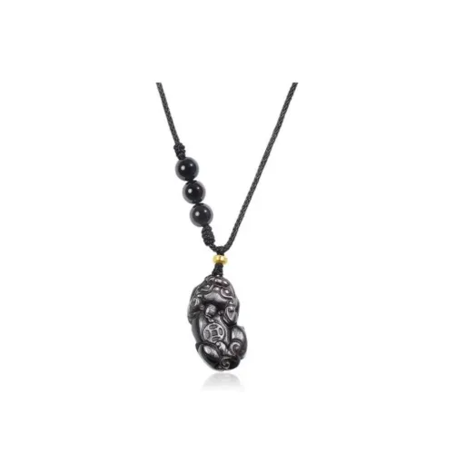 Artisan Lock Heart Jade Obsidian Jade Necklaces Unisex
