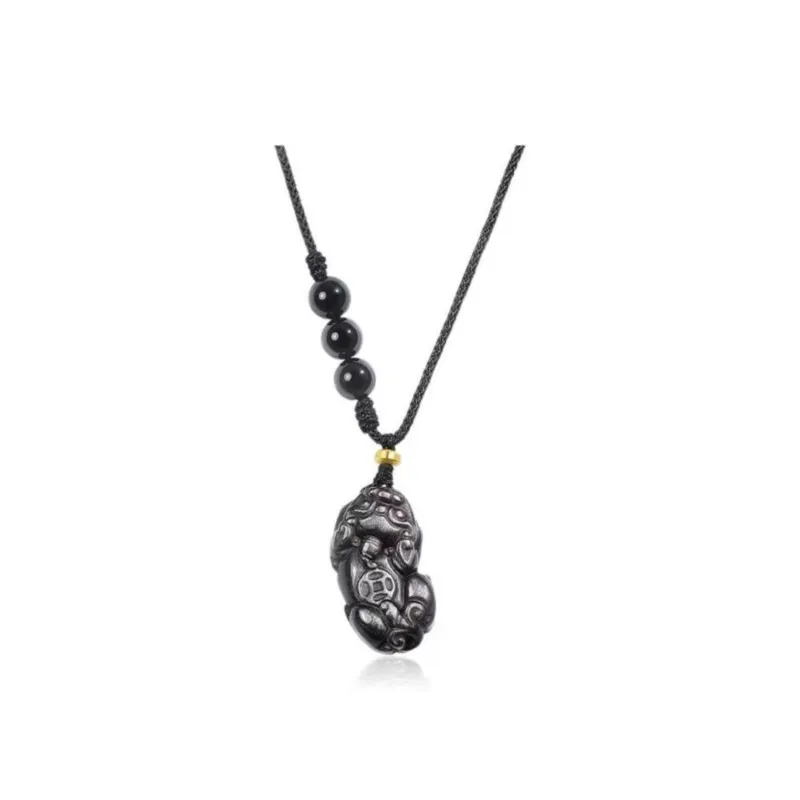 Artisan Lock Heart Jade Obsidian Jade Necklaces Unisex-0
