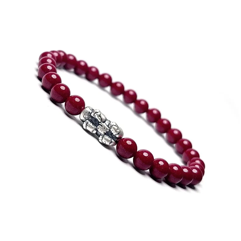 MOUNTAINS AND MANS Reconstructed Cinnabar Auspicious Beaded Bracelet Unisex-4