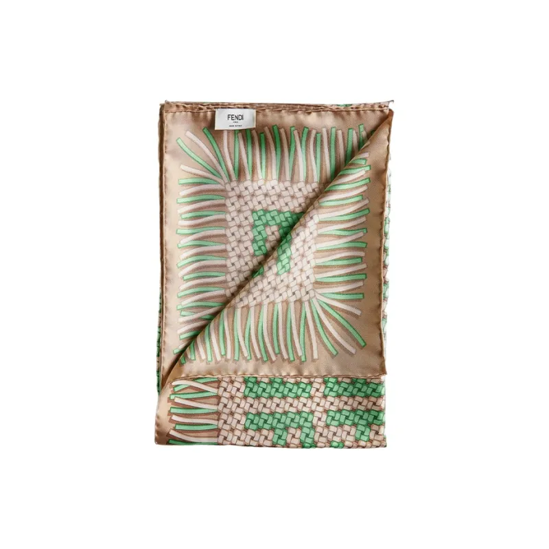 FENDI Silk Scarves Women's Green-2