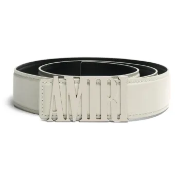 AMIRI Minimalist Casual Letter Smooth Buckle Belt Men's White Width: 4cm