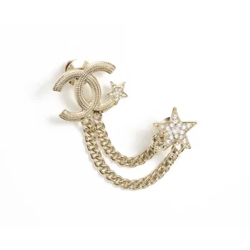 CHANEL Crystal Brooches Women's Gold