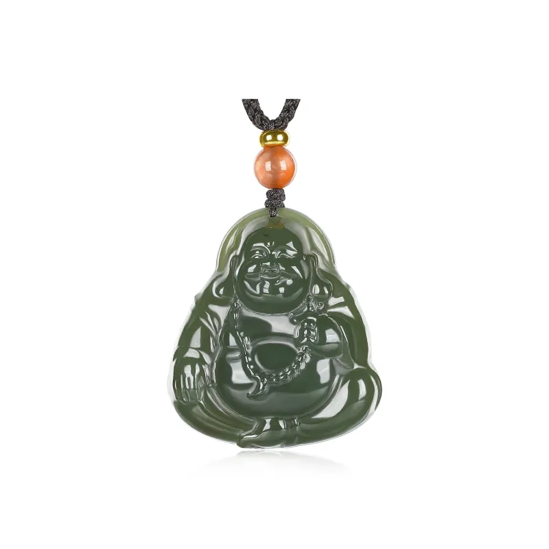 Cuiya Golden Building Hetian Jade Pendants Unisex Green Jade-0