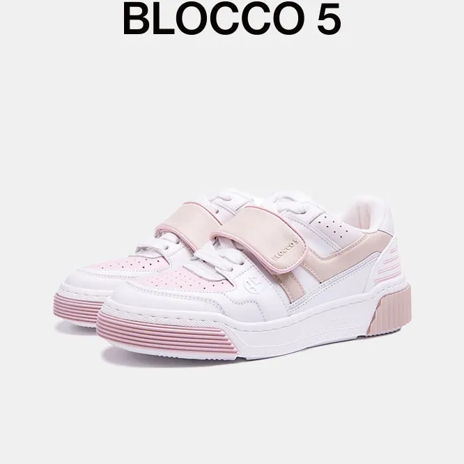 BLOCCO5 Mars Shoe Buckle Edition Low Top Skateboard Shoes Women's Pink White-5