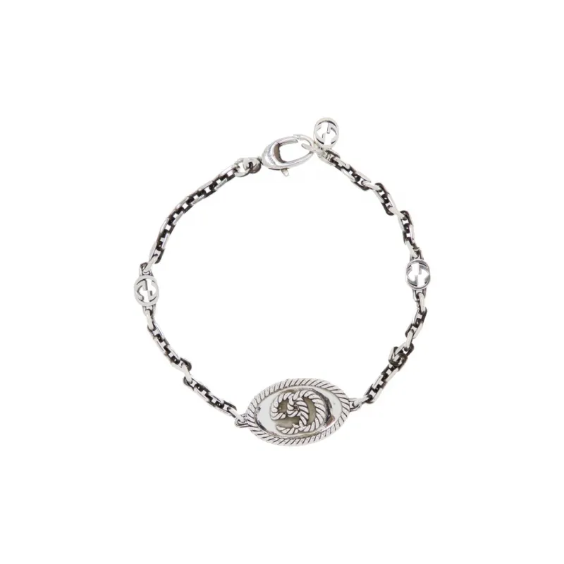 GUCCI Sterling Silver 8.25" Double G Bracelet-0