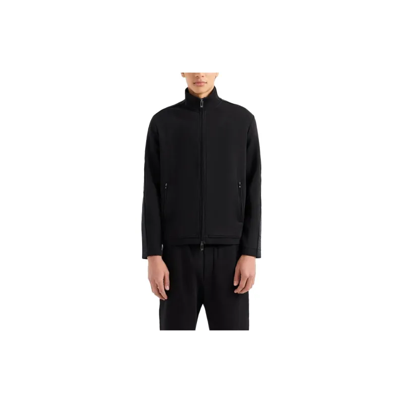 EMPORIO ARMANI Double jersey Full zip Sweatshirt With Logo Tape-1