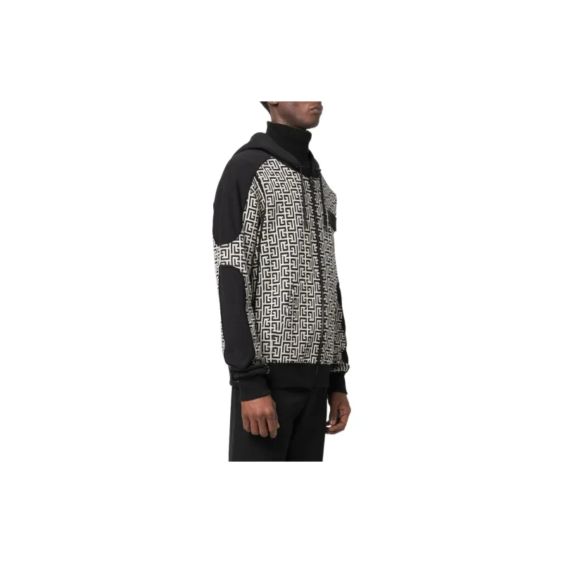 BALMAIN Monogram Printed Drawstring Hoodie-3