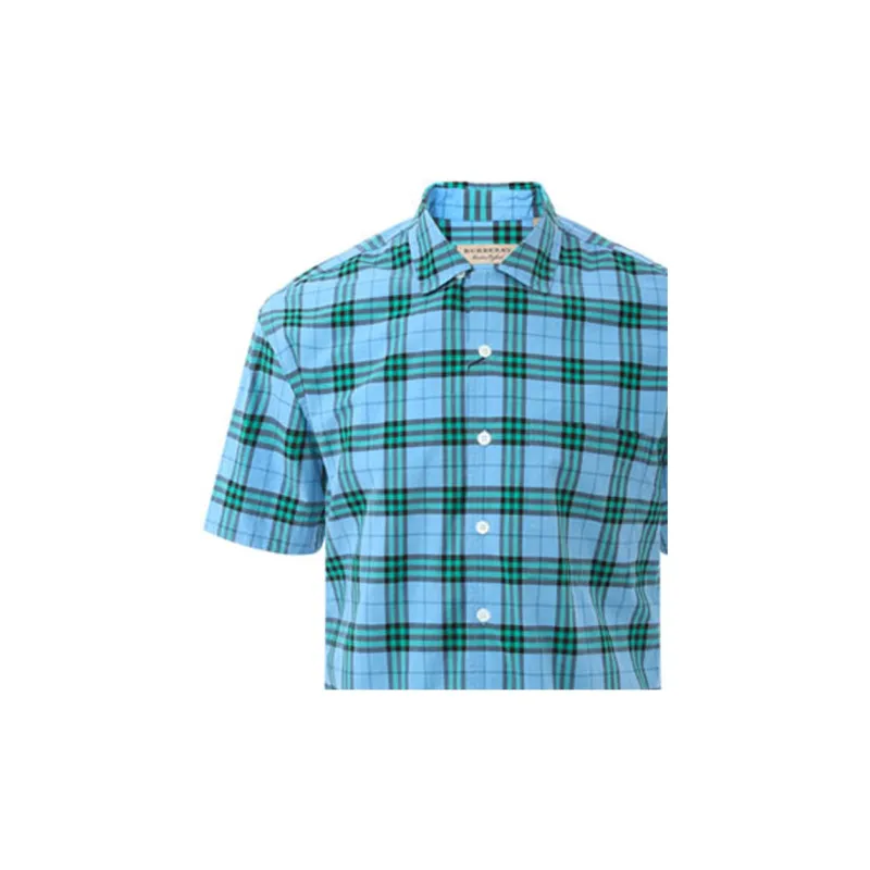 Burberry Shirts Men Blue Green Plaid-5
