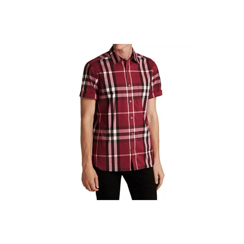 Burberry Shirts Men Red-1