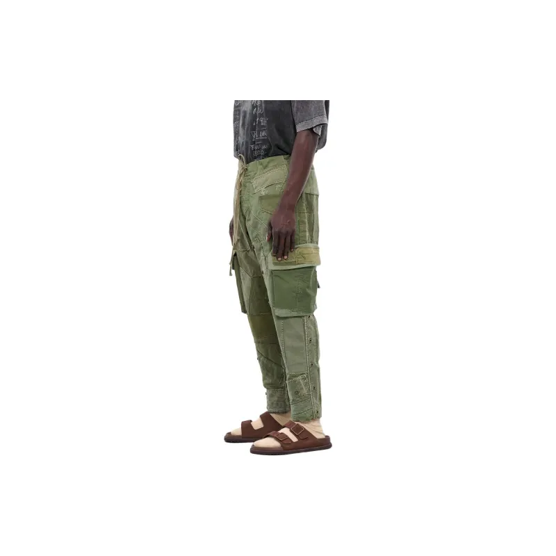 GREG LAUREN Patchwork design Cotton Trousers-4