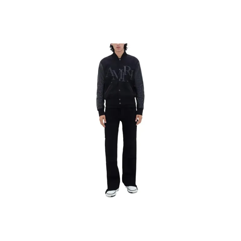 AMIRI Staggered Logo Button-Up Varsity Jacket-3