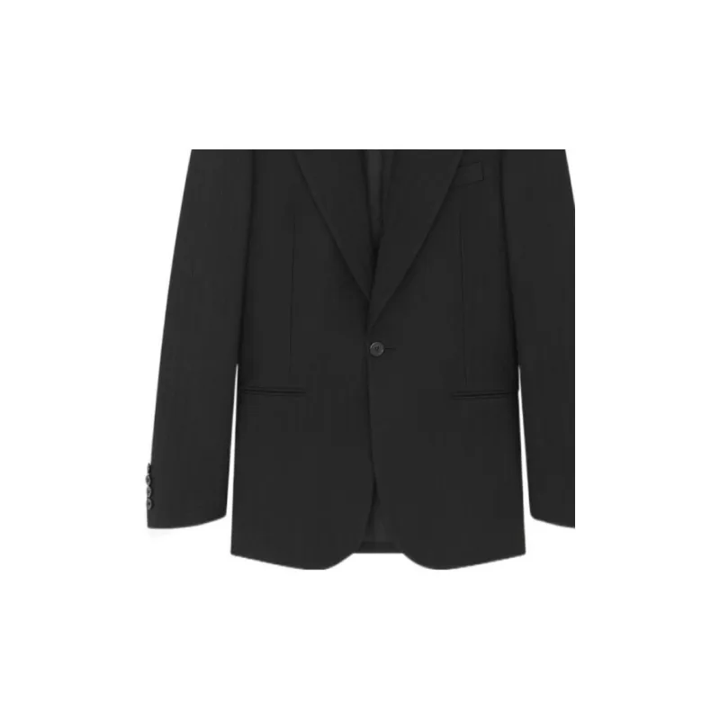 SAINT LAURENT Grain De Poudre Wool Single breasted Blazer-5