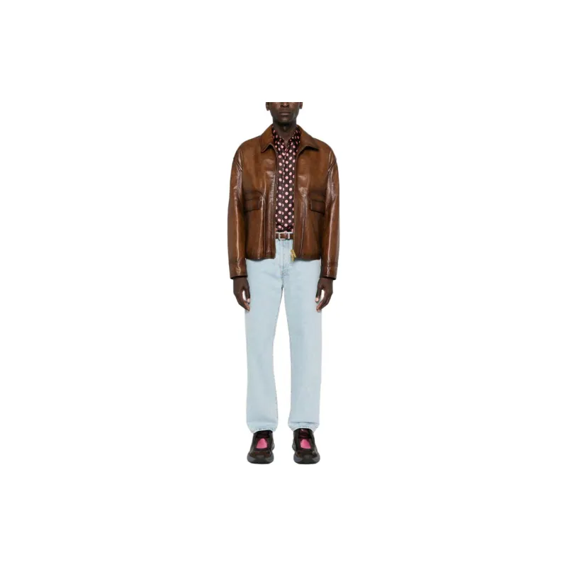 Golden Goose Deluxe Brand Long Sleeved Zipped Leather Jacket-1