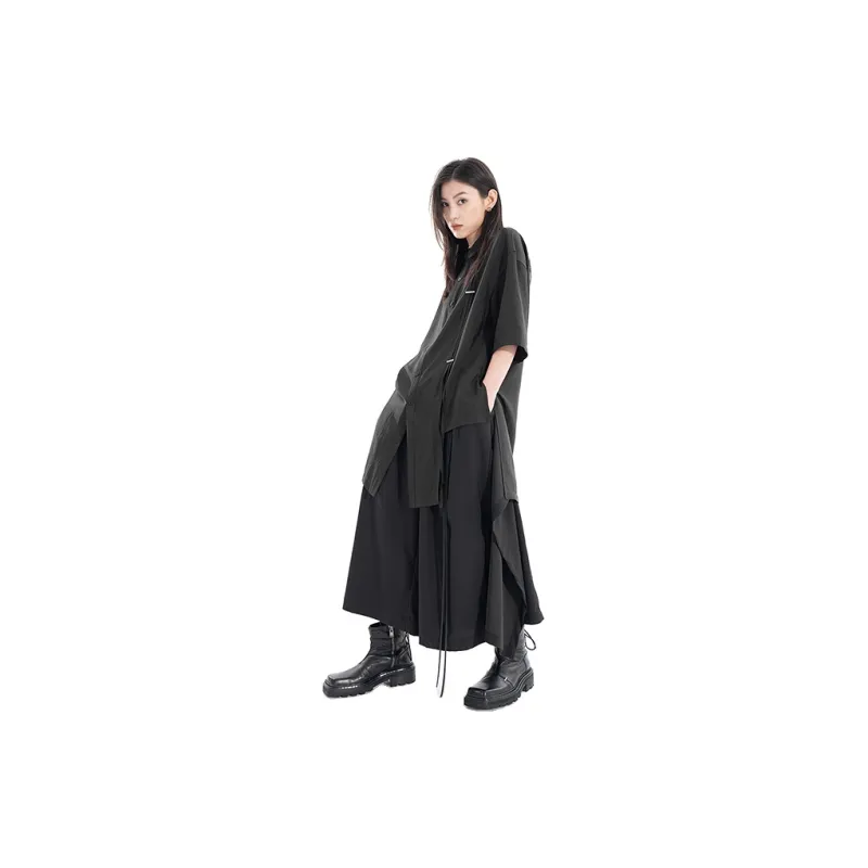 HUANXIANGZHE Shirts Unisex Black-3