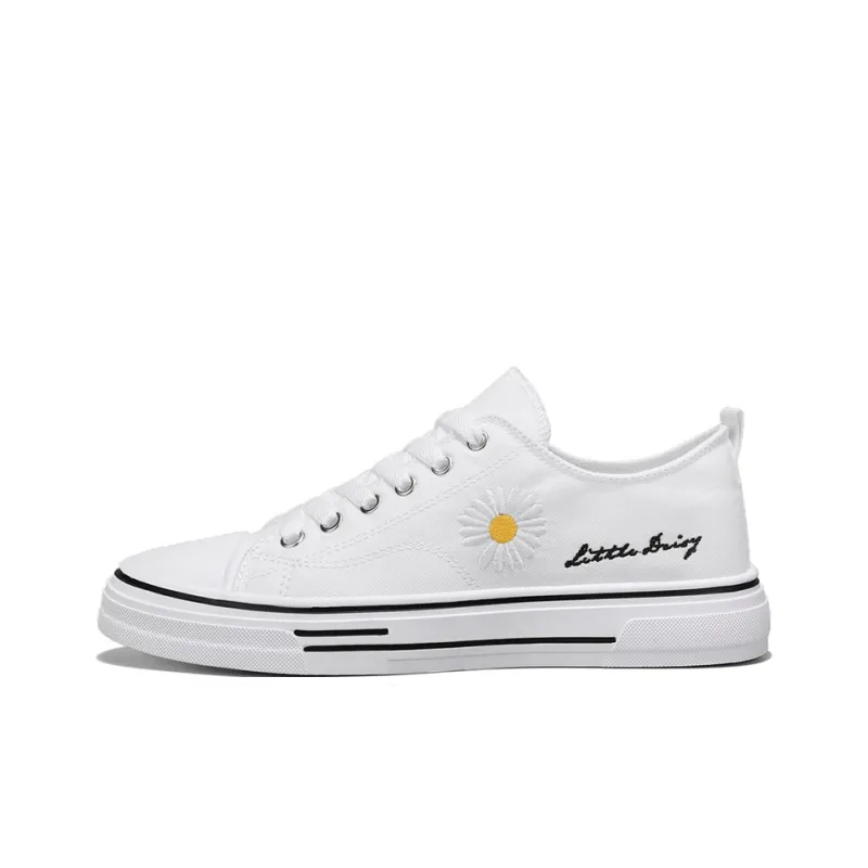 Little Daisy Small Daisy Height Increasing Wear-Resistant Breathable Slip-Resistant Low-Top Canvas Shoes Men's Black-7