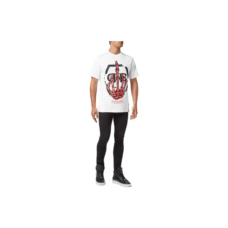 PHILIPP PLEIN Skeleton Logo Crew neck T shirt-1