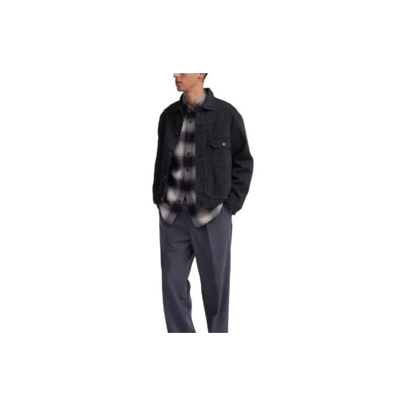 UNIQLO Denim Jackets Unisex Dark Gray-2