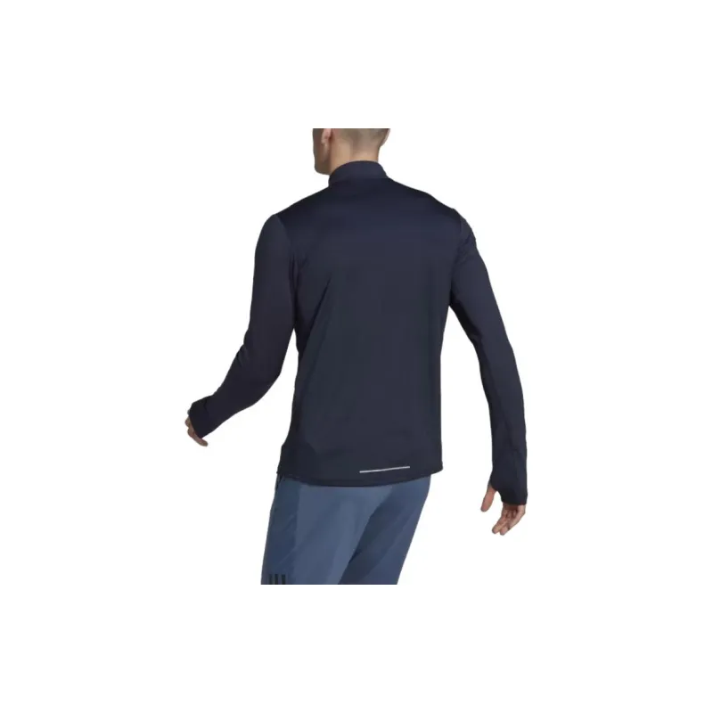 Adidas Own THE Run 1/2 Zip Long Sleeve Tee T-Shirt Men's Dark Blue-2