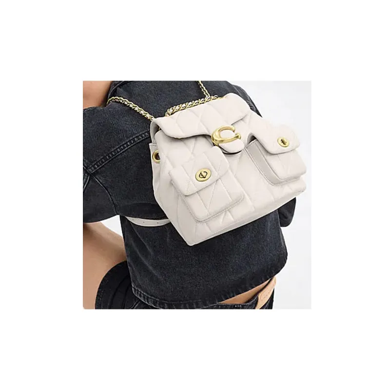 COACH Tabby Quilting Sheepskin Backpack Trumpets Women's Chalk White-5