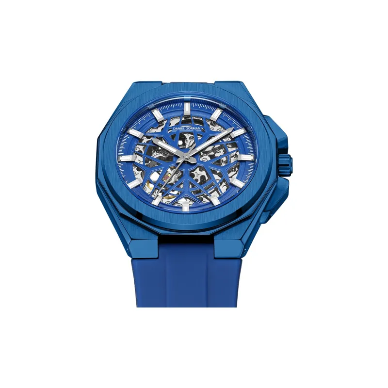 DANIEL GORMAN Daniel Golman Watch For Men Mechanical Movement Silicone Strap Watch Men's Watches Blue Dial-3
