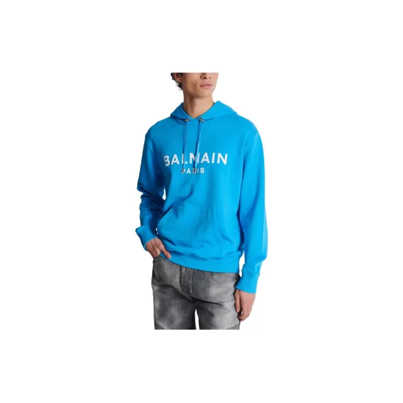 BALMAIN Logo Printed Drawstring Hoodie-2