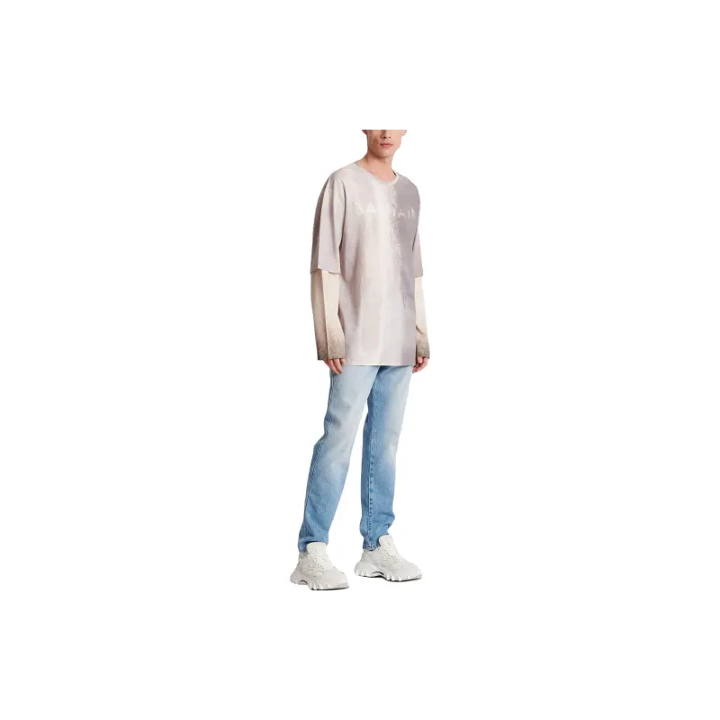 BALMAIN Logo print Organic Cotton T shirt-3
